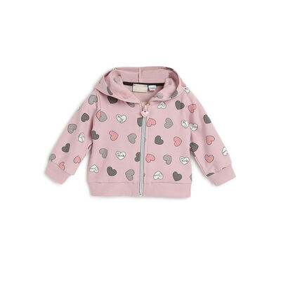 Girls Medium Pink Printed Cardigan